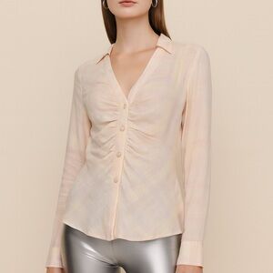 Brand new with tags! Sanctuary Blush Pink plaid Blouse